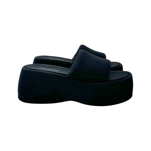 Jeffrey Campbell Txt Me Black Neoprene Platform Slide Sandals Slides sz 8.5 - Picture 2 of 10